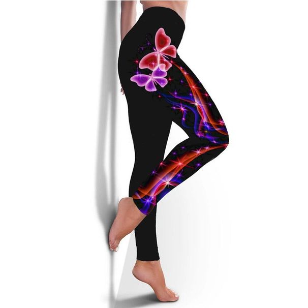 Leggings sportivi elasticizzati con effetto lifting per glutei da donna, con farfalla nera_voghion.com