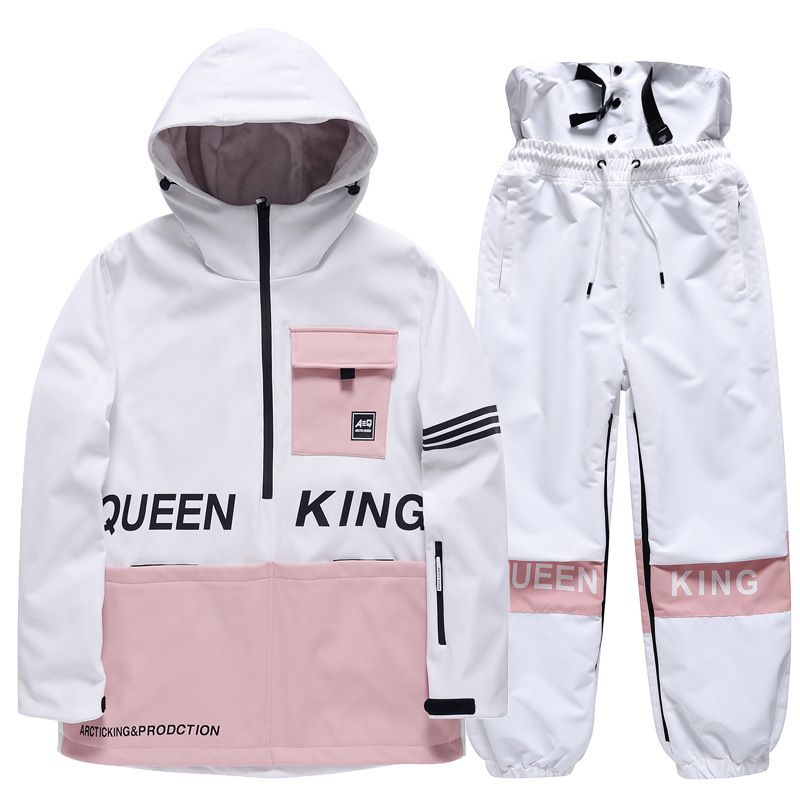Snow & Rainwear Unisex Ski Hoodie & Pants Set – Waterproof Windproof Snowboarding Outfit With Color Blocking_voghion.com