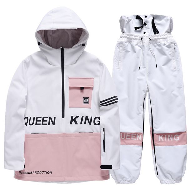 Snow & Rainwear Unisex Ski Hoodie & Pants Set – Waterproof Windproof Snowboarding Outfit With Color Blocking_voghion.com