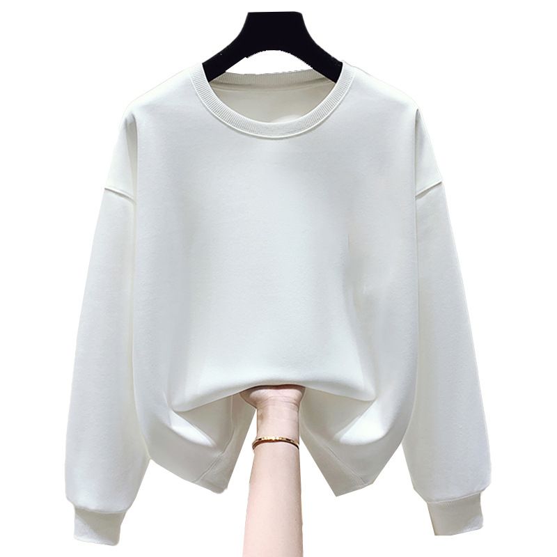 Felpa con cappuccio casual da donna, foderata in morbido pile di cotone, oversize, con stampa minimalista_voghion.com