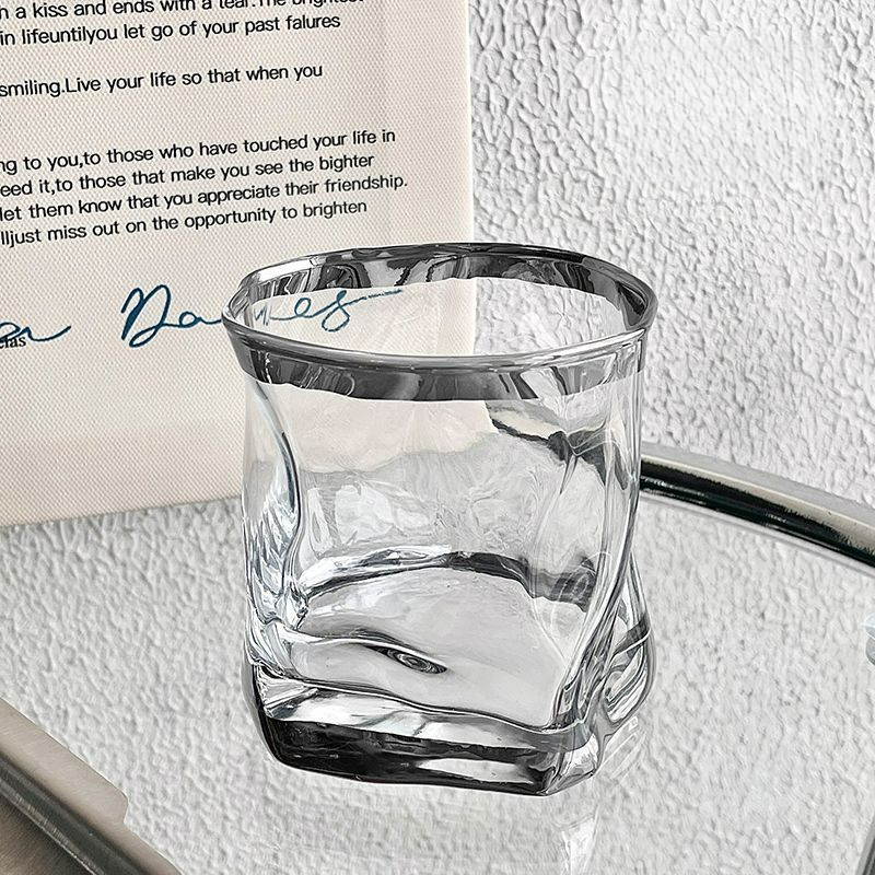 Silver Glass Creative Irregular Twist High-end Feel Women's Household Drinking Mouthwash Toothbrush Cup_voghion.com