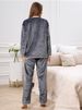 Damen Herbst und Winter Fleece Verdickt Einfaches und Bequemes Pyjama Set_voghion.com