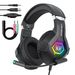 ired Gaming Headset With Noise Cancelling Mic Compatible With PC PS4 PS5 Xbox Surround Sound RGB Light Over Ear Design_voghion.com