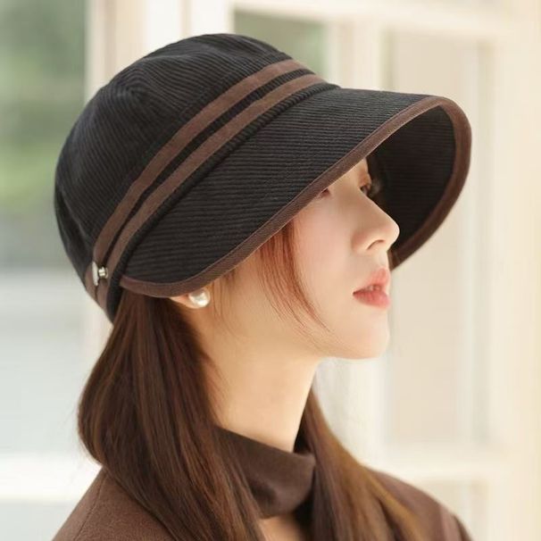 2025 New Korean Style Hat For Women, Autumn And Winter, High-end Feel, Warm Equestrian Hat, Wide Brim, Face Slimming,_voghion.com