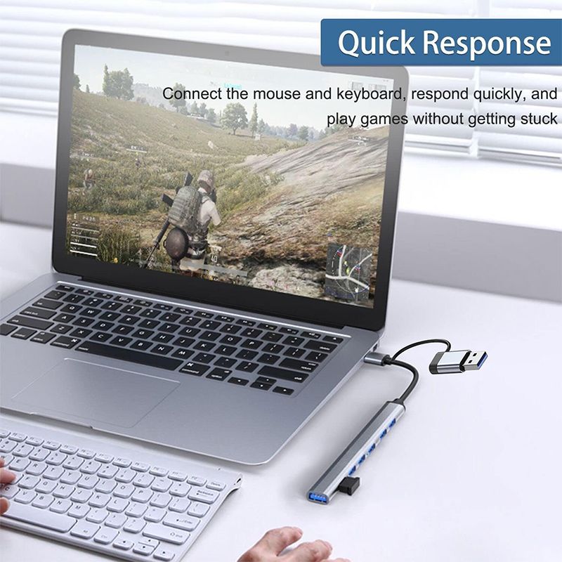 3.0 With 7 Ports Aluminum Alloy USB 2.0 Hub Type C Splitter Extender For Laptop PC Book Surface Pro And MacBook_voghion.com