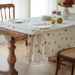 Waterproof & Stain-Resistant Cotton Linen Tablecloth – Boho Chic Embroidery, Vintage Floral Design For Dining Table, Desk, Coffee Shop_voghion.com