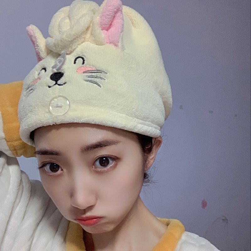 Cute Cat Towel Hair Drying Super Absorbent Quick-Dry Korean Adult Girl Women Bath Cap New_voghion.com