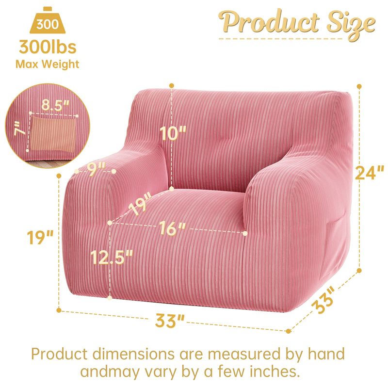 Bean Bag Chairs For Adults And Kids - Bean Bag Sofa With Tufted Soft Stuffed Filling For Living Room,Bedroom Accent Sofa Chair With Pocket_voghion.com