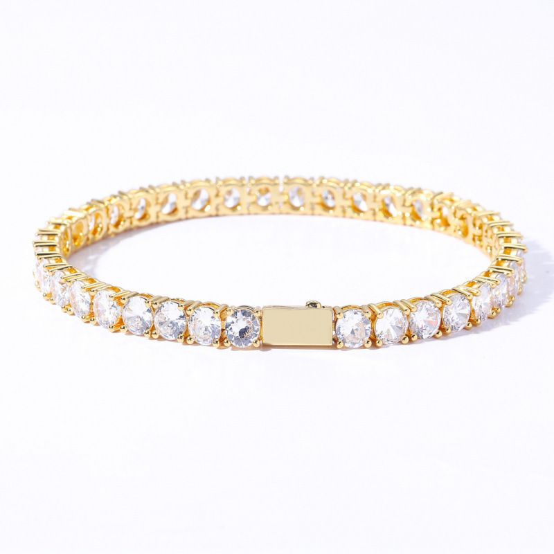 Pulseira de tênis masculina de zircônia incrustada em diamantada S Pure Sier com cabelo liso, joia hip-hop unissex_voghion.com
