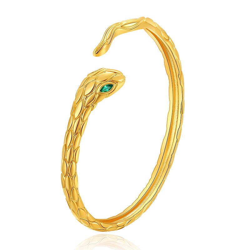 Dyre slange armbånd ekte gull galvanisert farge bevarende messing belagt K ekte gull retro lys luksus lys moden stil business armbånd_voghion.com