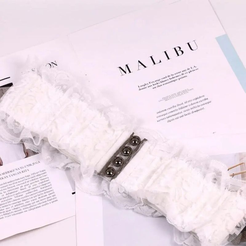 Plus Size Lace Waist Belt Wide Women's Korean Edition Extended Fat Sweet Elastic Decoration Waist Cover Chiffon Skirt Strap Trendy Women_voghion.com
