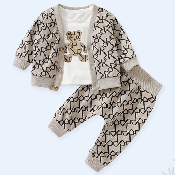 Driedelig pak Comfortabele lange mouwen Lente en herfst Jongens en meisjes Baby modieuze jas Lente en herfst pak Nieuwe trend_voghion.com