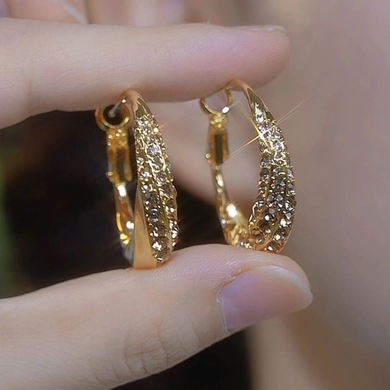 Neue Temperament Mode Kreis Ohrringe Ausländischen Stil Diamant Stud Ohrringe Licht Luxus Einzigartige Vielseitige Ohrringe Frauen_voghion.com