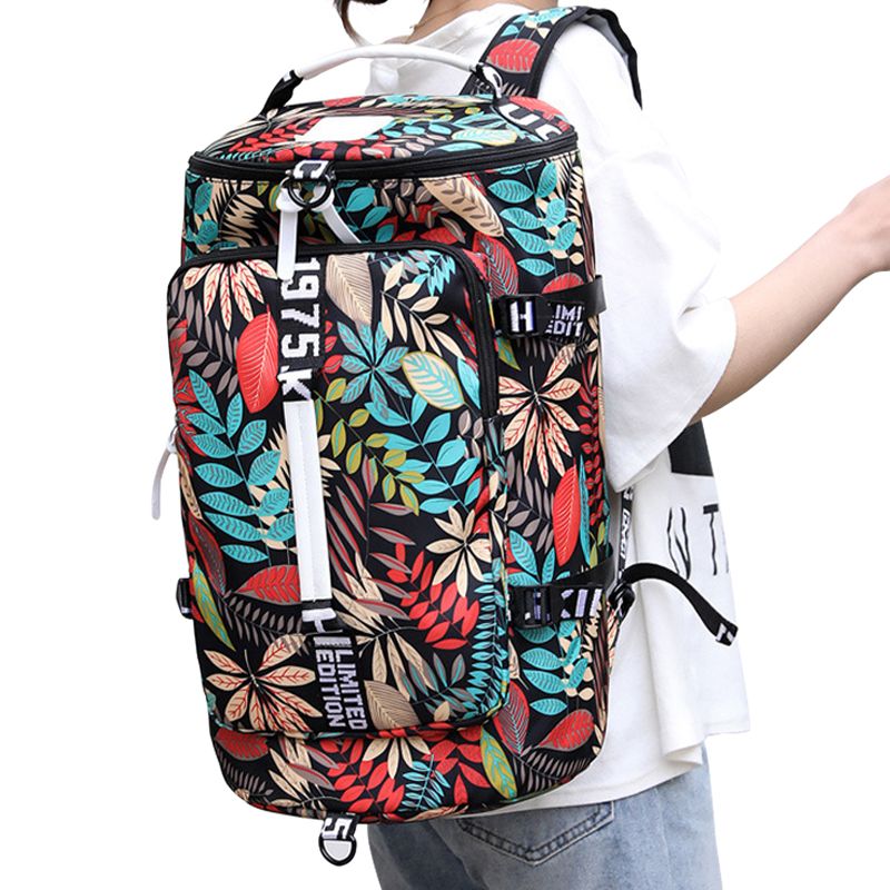 TINYAT Print Leaf Damen Reisetasche Wochenend-Reiserucksack Damen Sport Große Kapazität Gepäcktaschen Multifunktions-Crossbody_voghion.com