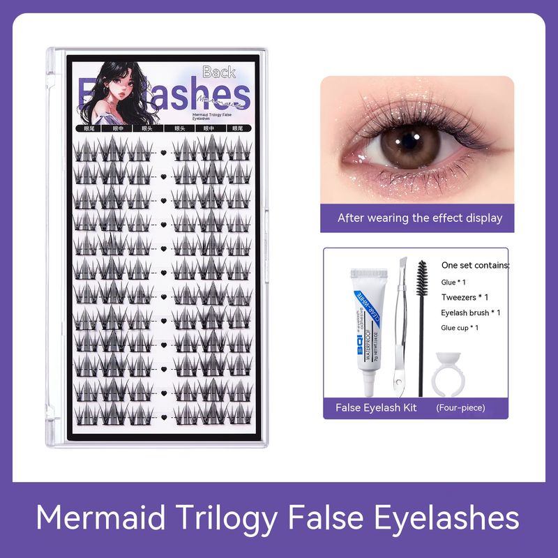 BQI Mermaid Trilogy False Large Capacity Curling Demon Simulation Natural Self grafting Single Cluster Eyelash_voghion.com