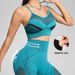 New Seamless Yoga European American Cross-Border Sports High Elasticity With Chest Pad Tank Top And Mesh Long Pants Set_voghion.com