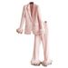 Women's Clothing Internet celebrity style pink feather splicing suit two piece suit temperament dress pants suit cross border_voghion.com