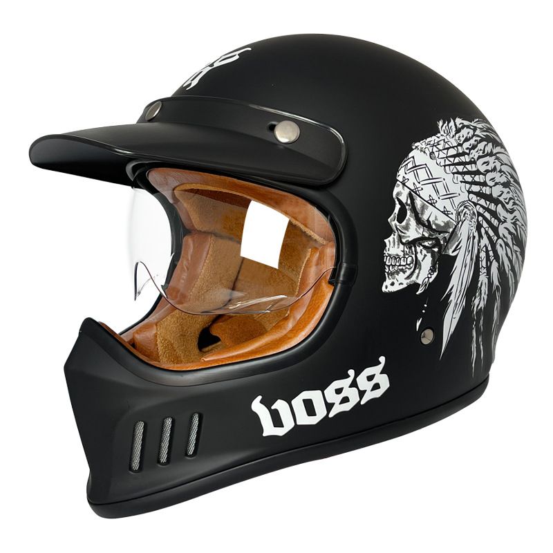 3C-zertifizierter Retro-Integralhelm für Motorradfahrer – Doppelvisier (klar/getönt), klassische ABS-Schale, verstellbare Passform (M-XXL)_voghion.com