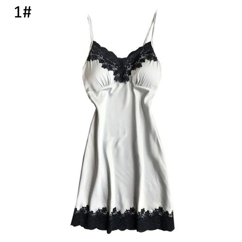 Weizhifu Femmes Sexy Rembourré Col en V Dentelle À Bretelles Sous-Vêtements Érotiques Chemise De Nuit Maison Vêtements De Nuit-Bleu Marine L_voghion.com