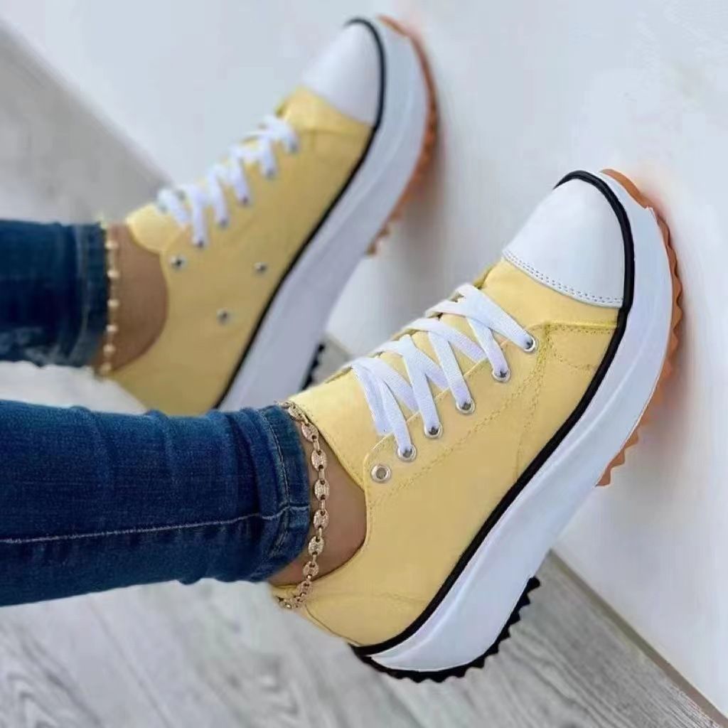 Canvas casual single shoes women's canvas solid color low top large size women's shoes_voghion.com