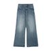 Unisex Baggy Jeans With Cracked High-Street Style – Relaxed Fit, Flared Leg, Vintage Washed Denim For Men & Women_voghion.com