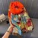Women's Autumn Winter New Cotton and  Letter Versatile Linen Sunscreen Extra Large Shawl Scarf_voghion.com