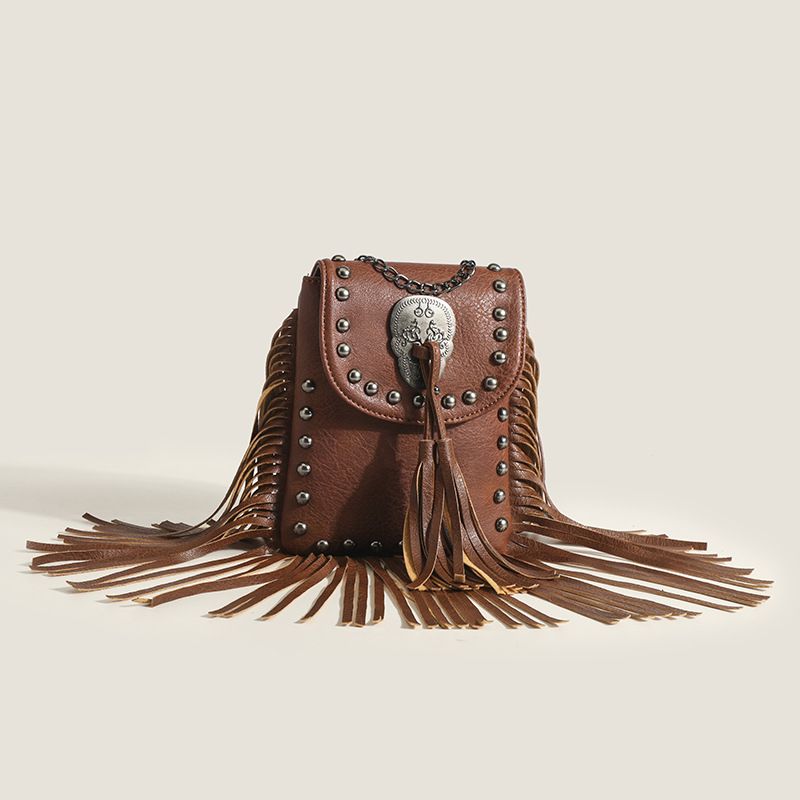 Borsa a tracolla con nappa vintage a tracolla da donna per portafoglio da viaggio con cerniera in pelle punk con rivetto_voghion.com