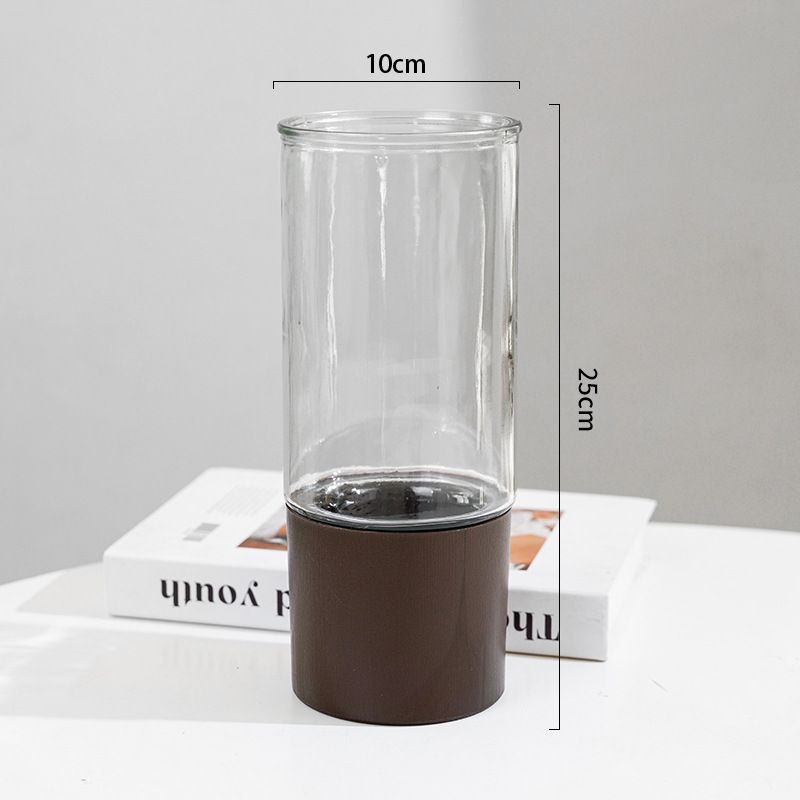 Glass Vase Ins Style Wooden Tray Light Luxury Transparent Water Growing Flowers Living Room Flower Arrangement Desktop Decorative Ornaments_voghion.com