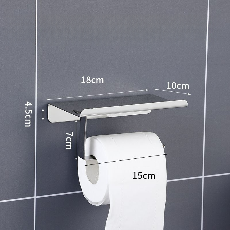 Stainless Steel Toilet No-Drill Paper Towel Hotel Bathroom Phone Holder Storage Rack_voghion.com
