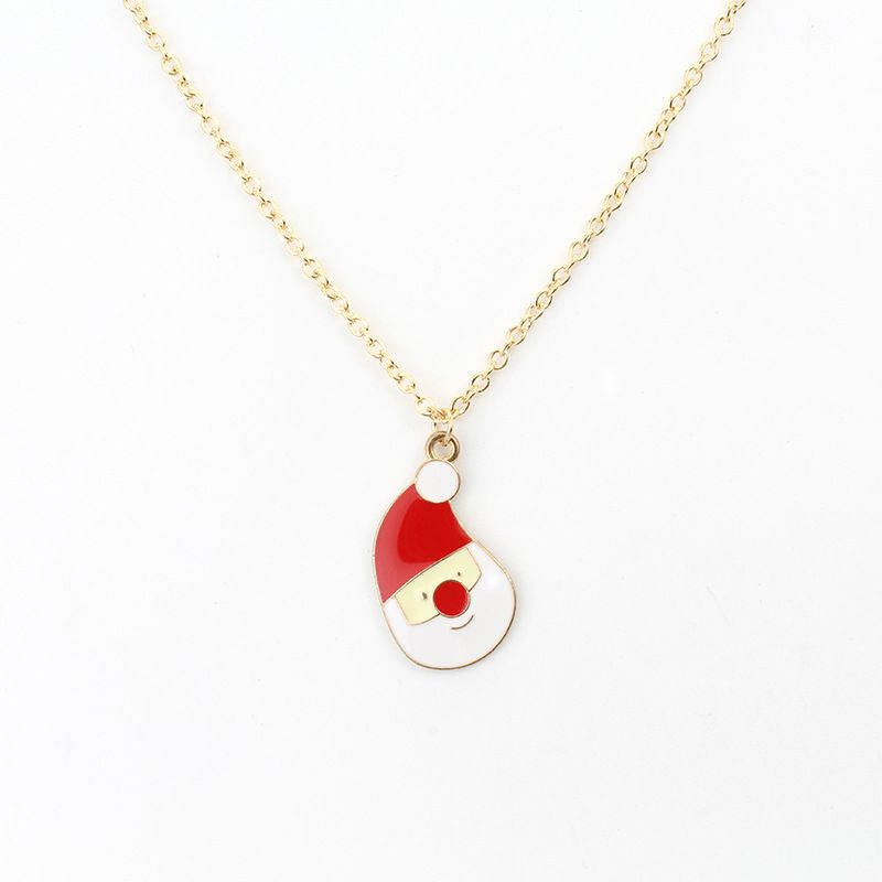 Christmas cartoon alloy oil drop necklace Santa Claus bell children's jewelry pendant decoration_voghion.com