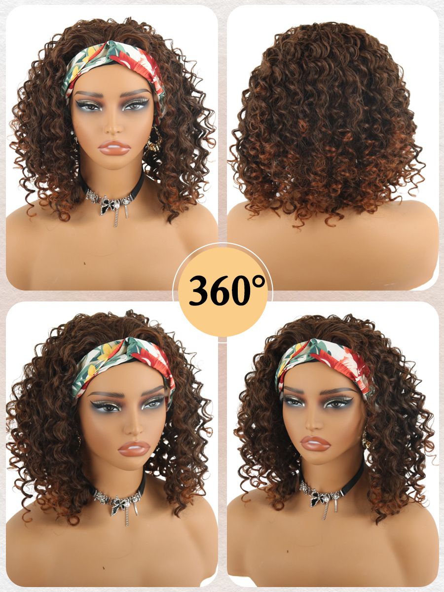 Synthetisches Haar, neue Perücken für afrikanische Damen, schwarzes Eisband, handgewickelt, kleines lockiges Haarset, mehrere Farben optional_voghion.com