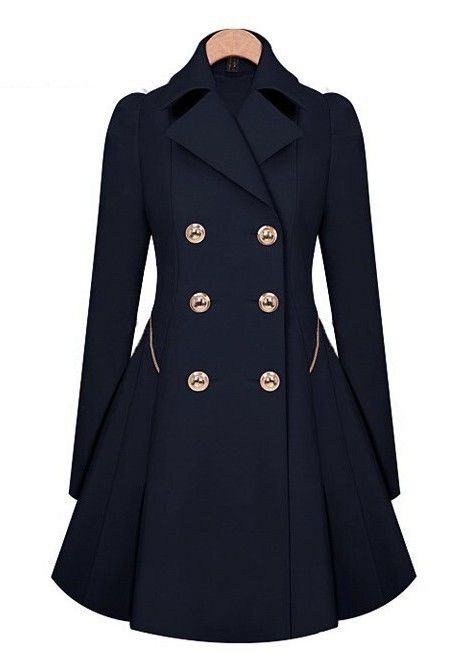 Elegant Double-Breasted Trench Coat For Women – Plus Size Long Coat With High-Density Twill Fabric, Slim Fit & Office Chic (Beige, Navy Blue)_voghion.com