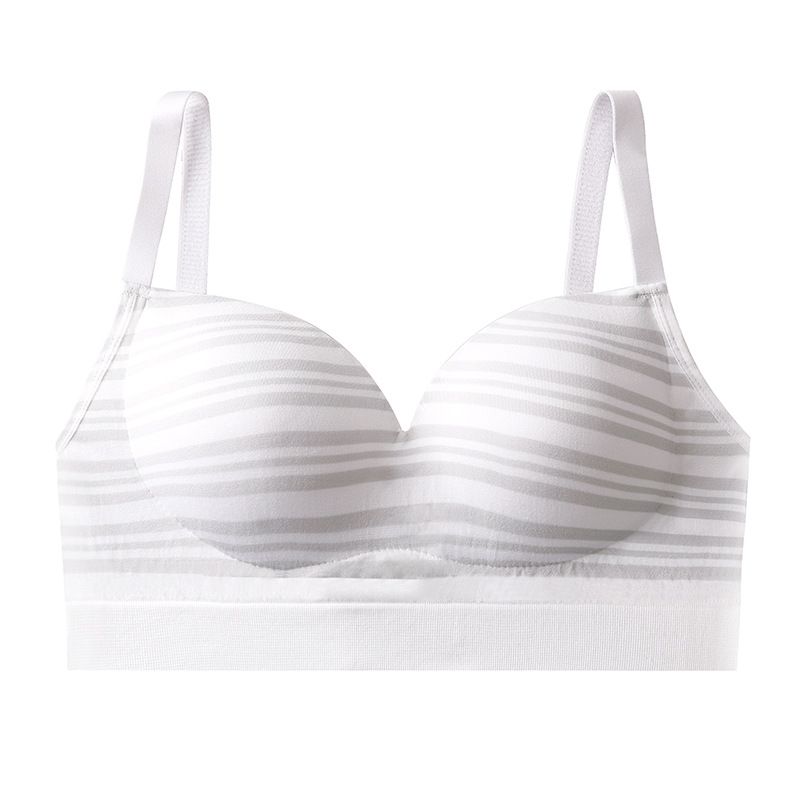 New lingerie for high school students, girls, striped gathering, breathable, no sensation, soft support, top support_voghion.com