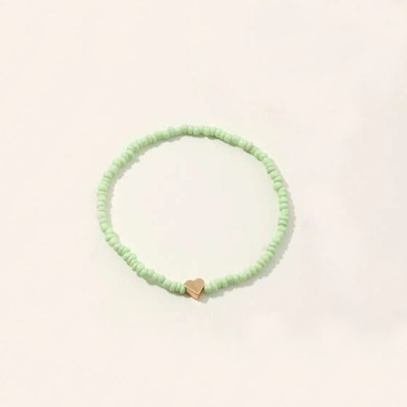 Cavigliera regolabile con cuore infantile, semplice, perline di riso, da spiaggia, per donna, alla moda e fresca_voghion.com