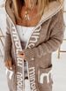 Women's cardigan loose letter hooded knit sweater_voghion.com