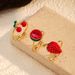 Set di gioielli da donna alla moda, dolce e carino, con frutta squisita, anello in acciaio inossidabile placcato oro, anello per mignolo._voghion.com
