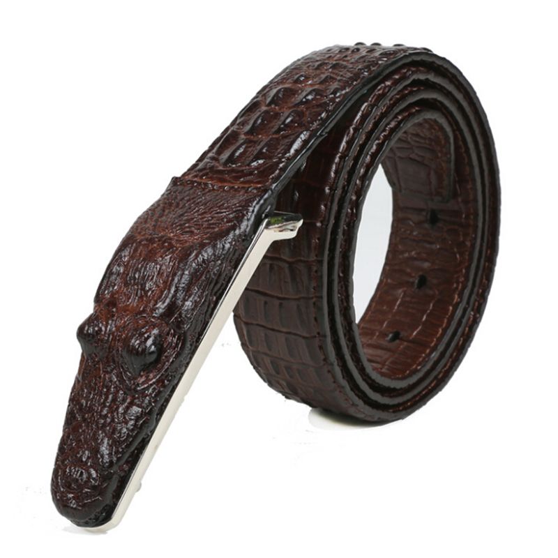 HOT Fashion Simulation PU Men's Crocodile Pattern Leather Business Casual Belt Alligator Head Gift For Men_voghion.com