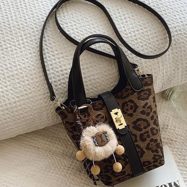 Borsa da donna, borsa a secchiello con stampa leopardata, nuova moda autunno inverno 2024, elegante e alla moda, borsa a tracolla singola_voghion.com