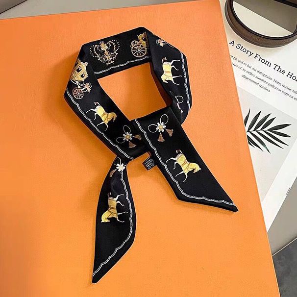 Silk French Hairband Spring And Autumn Thin Lazy Women Small Long Decorative Scarf Headscarf Ribbon Hair Accessory_voghion.com