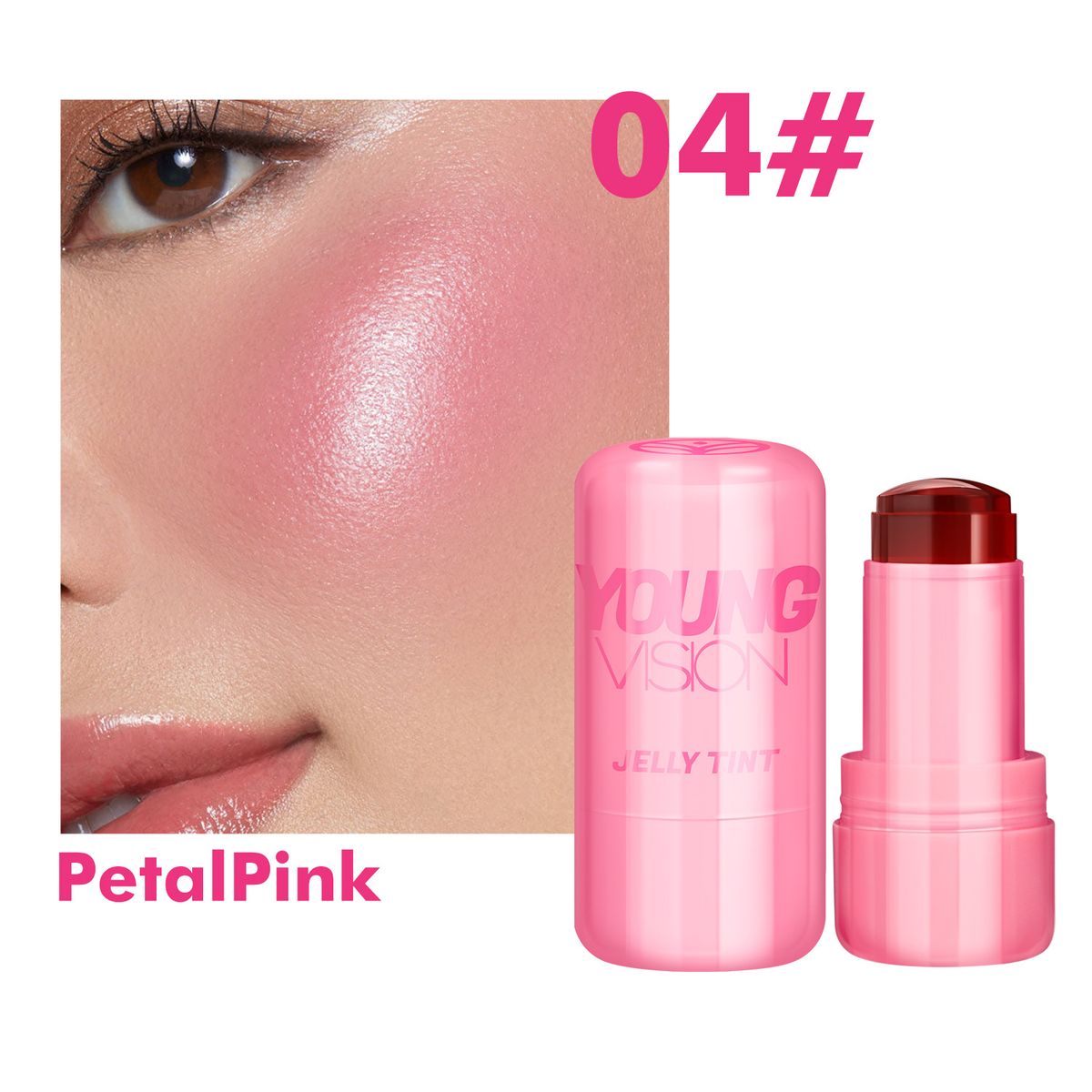 Blush YOUNG VISION 4 Color Jelly Blush Lazy Contour Color Shimmer Blush Stick_voghion.com