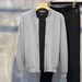 Men's Slim Fit Baseball Jacket Sweater - Lightweight Knit Cardigan With Dual Zipper, Solid Color Casual Pullover For Fall & Winter_voghion.com
