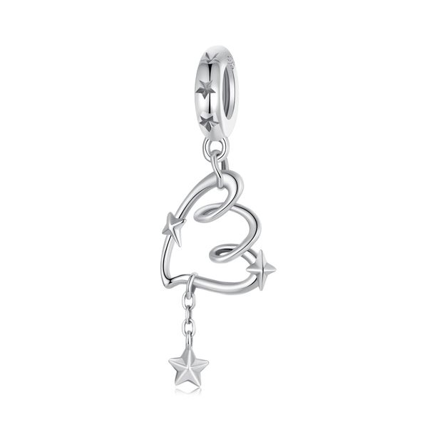 Twisted Heart Pendant Charm Sterling Silver Charm_voghion.com