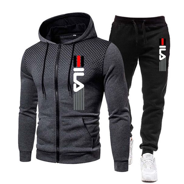 Modischer Druck-Trainingsanzug für Herren, Reißverschluss, Kapuzen-Sweatshirt und Jogginghose, zweiteilige Anzüge für Herren, lässig, Fiess Jogging_voghion.com