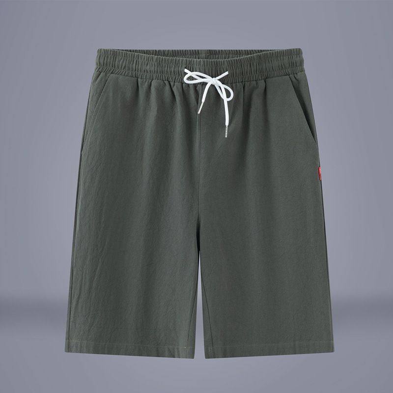 Vêtements pour hommes Pantalons d'intérieur Pantalons de plage d'été Shorts pour hommes Grands pantalons Style chinois Couleur unie Pantalons droits en coton et lin Pantalons décontractés_voghion.com