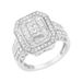 .925 Sterling Silver Round and Baguette Diamond Cathedral Ring (0.75 Cttw, H-I Color, I2-I3 Clarity)_voghion.com