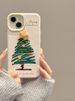 Custodia a forma di albero di Natale con pois e stelle 3D di TechGlobe per iPhone 16, 15 Pro Max/14/13/12_voghion.com