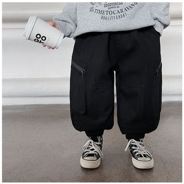 Mother & Kids Children's Pants Small And Medium Sized Children's Boys' Trousers Spring Big Pocket Handsome Overalls_voghion.com