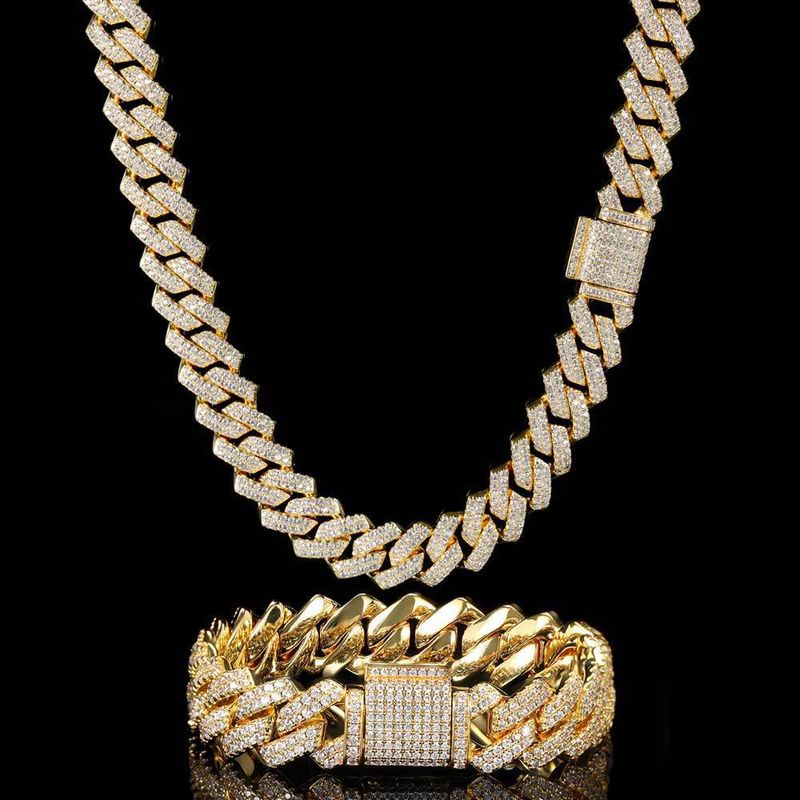 Herrenschmuck Kupfer Zirkonium Hip Hop Halskette Schmuck Trendy Marke 14mm Diamantförmige kubanische Halskette für Männer und Frauen_voghion.com