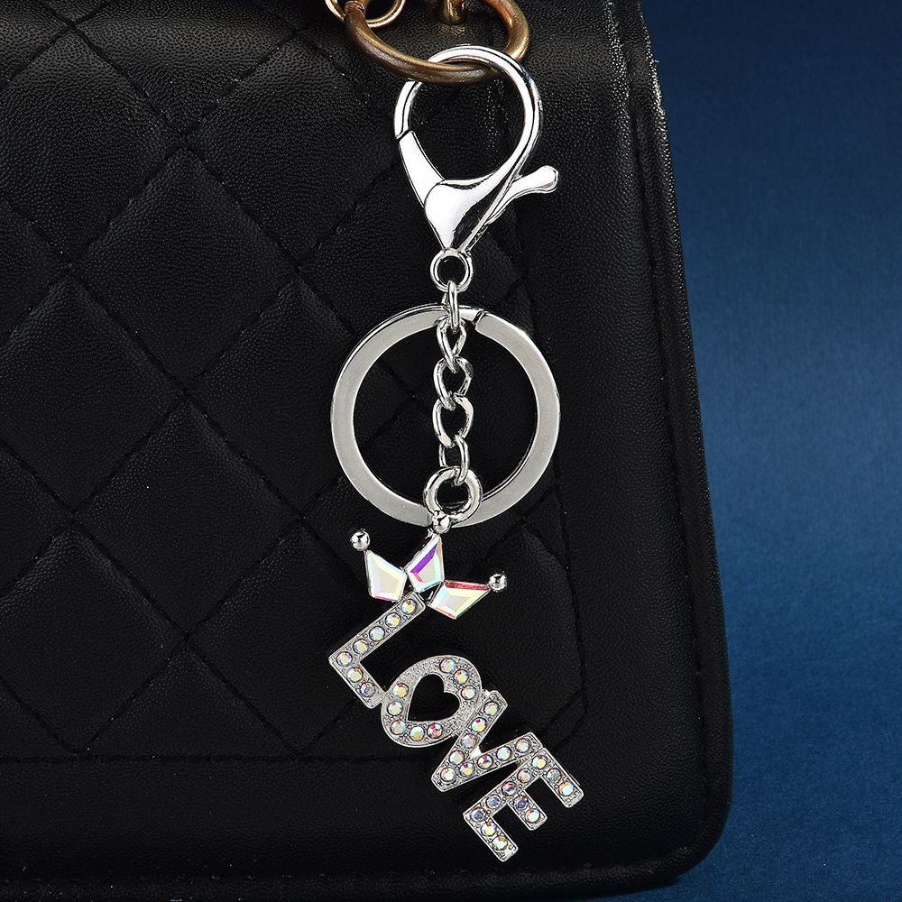 Yaşlılar İçin Kalp Tasarımlı Mektup Anahtarlık, Elmas İşlemeli Yüzük, Çanta Anahtarlık, Anahtarlık Kolye Aksesuarı_voghion.com