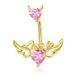 Piercing transfrontaliero con ali d'angelo in zircone intarsiato, dolce anello per ombelico a forma di cuore_voghion.com